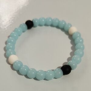 Blue White and Black Beaded Silicone Bracelet